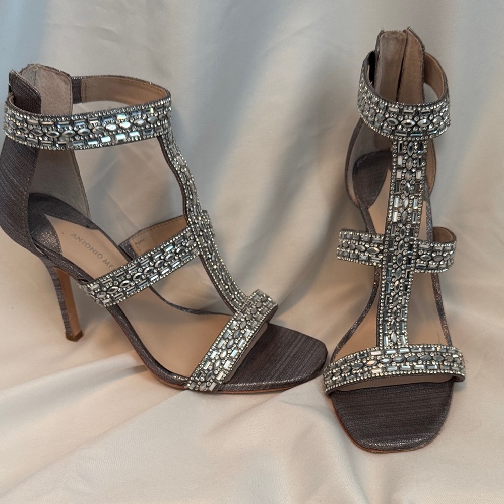 ANTONIO MELANI Silver Embellished Heels